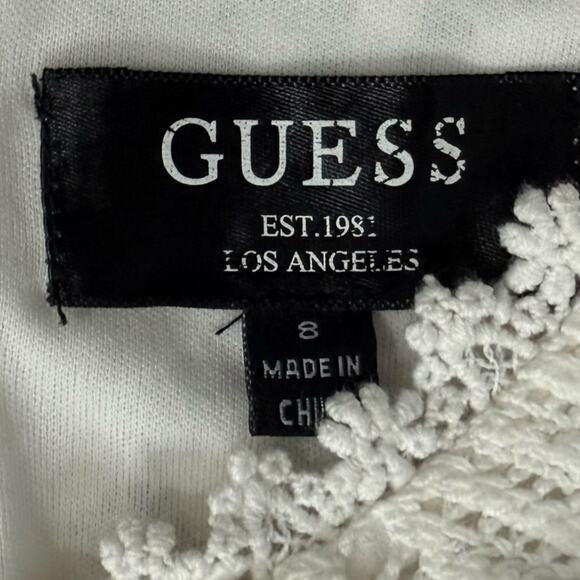 Guess White Lace Crochet Back Cut Out Criss Cross Alameda Mini Dress size 8 - Picture 5 of 12